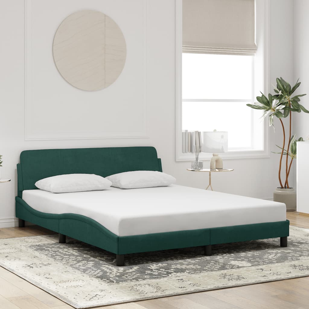 Cadre de lit sans matelas vert foncé 160x200 cm velours - XIOS