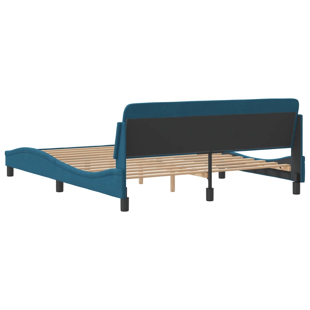 Cadre de lit et tête de lit sans matelas bleu 160x200cm velours - XIOS