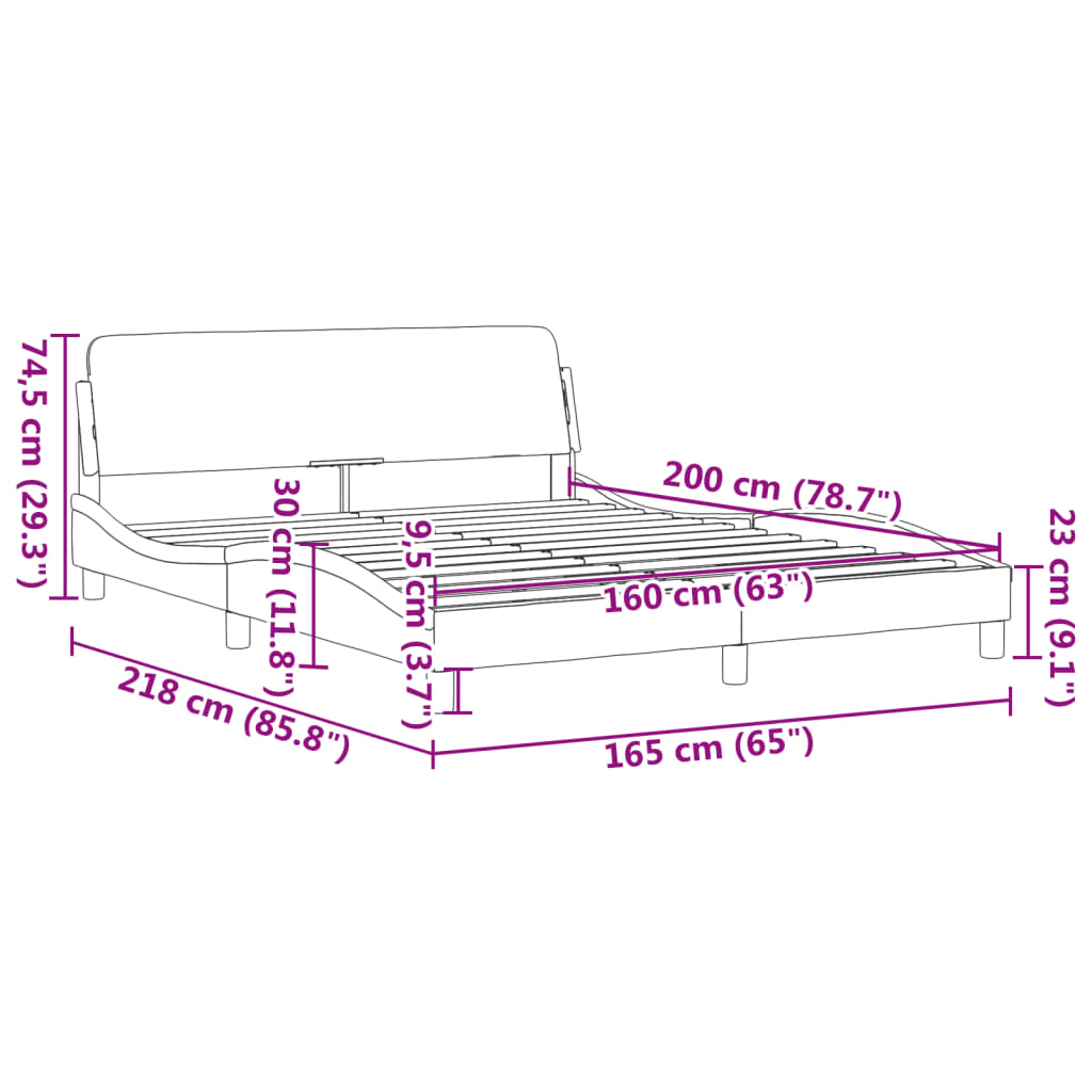 Cadre de lit et tête de lit sans matelas bleu 160x200cm velours - XIOS