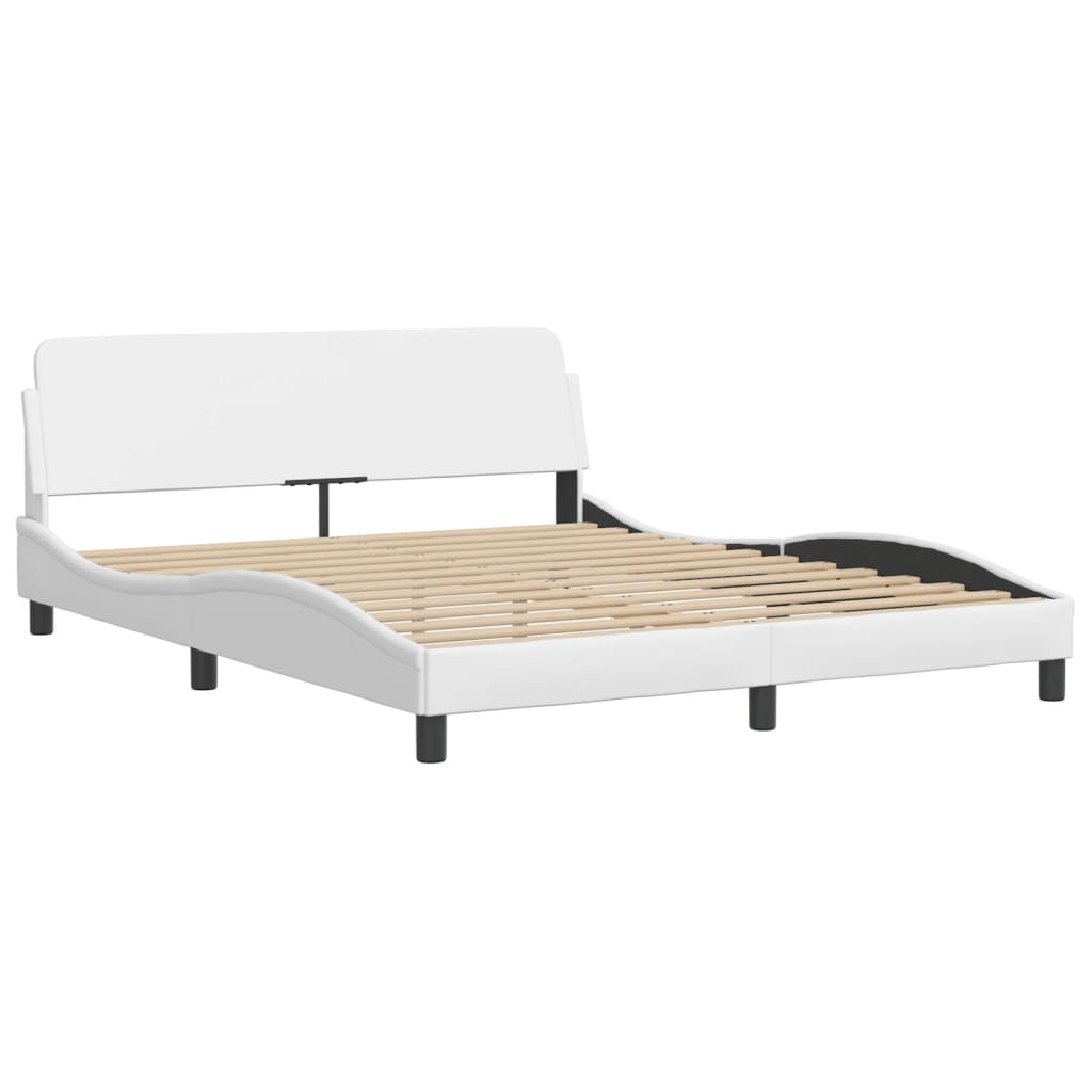 Cadre de lit sans matelas blanc 160x200 cm similicuir - XIOS
