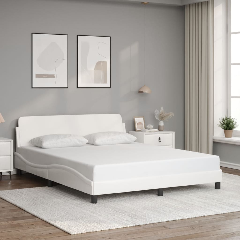 Cadre de lit sans matelas blanc 160x200 cm similicuir - XIOS