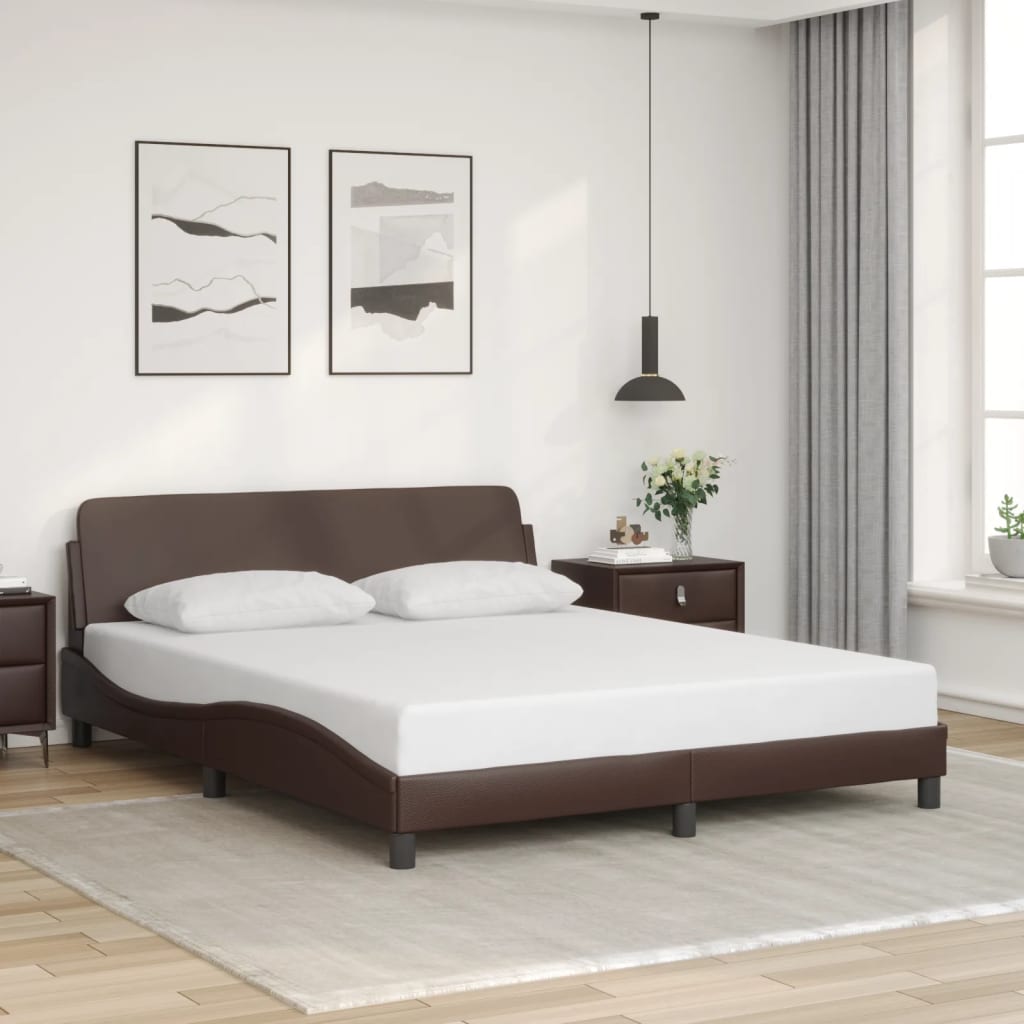 Cadre de lit sans matelas marron 160x200 cm similicuir - XIOS