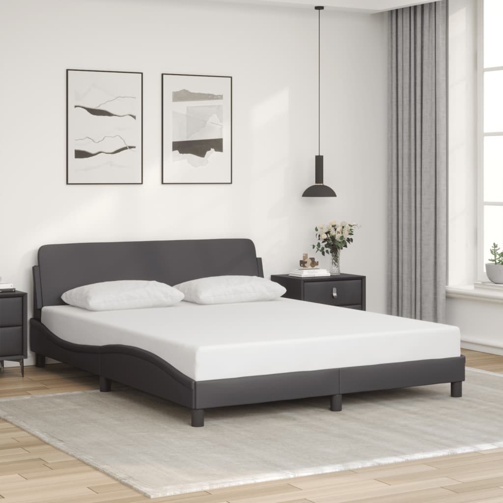 Cadre de lit sans matelas gris 160x200 cm similicuir - XIOS