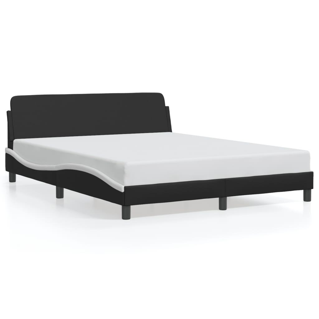 Cadre de lit sans matelas noir et blanc 160x200 cm similicuir - XIOS