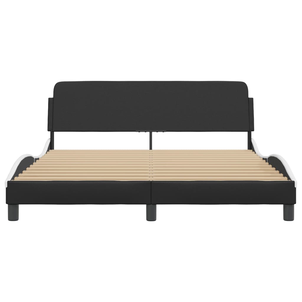 Cadre de lit sans matelas noir et blanc 160x200 cm similicuir - XIOS