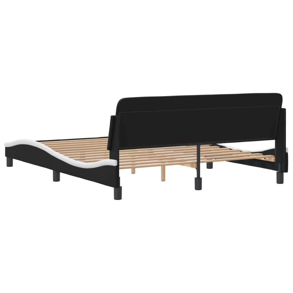 Cadre de lit sans matelas noir et blanc 160x200 cm similicuir - XIOS