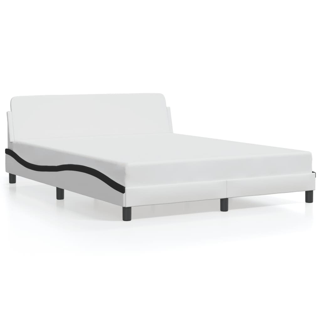Cadre de lit sans matelas blanc et noir 160x200 cm similicuir - XIOS