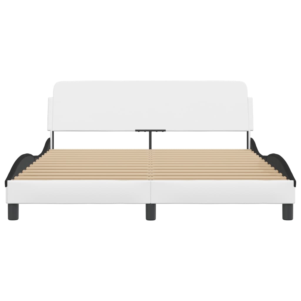 Cadre de lit sans matelas blanc et noir 160x200 cm similicuir - XIOS