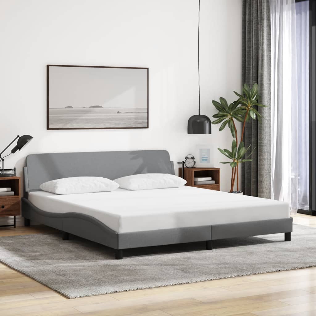 Cadre de lit sans matelas gris clair 180x200 cm tissu - XIOS