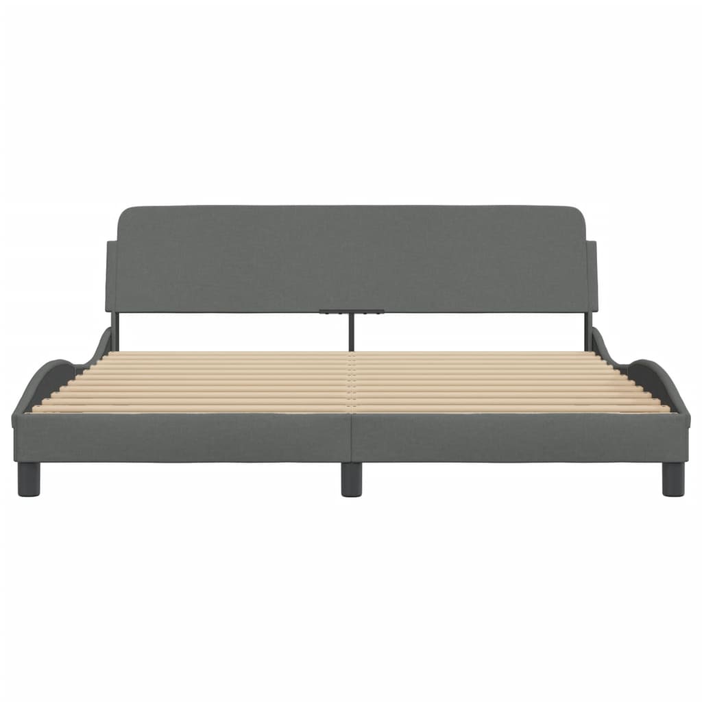 Cadre de lit sans matelas gris foncé 180x200 cm tissu - XIOS
