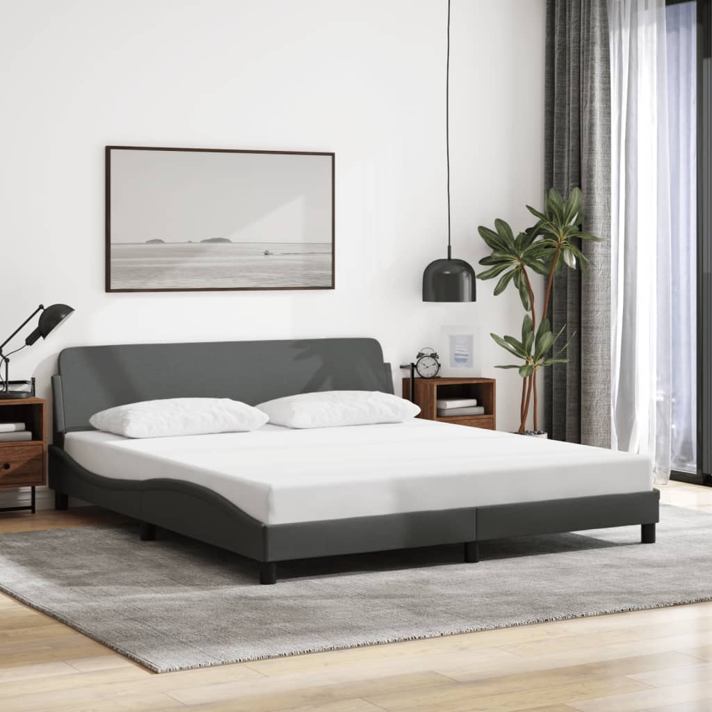 Cadre de lit sans matelas gris foncé 180x200 cm tissu - XIOS