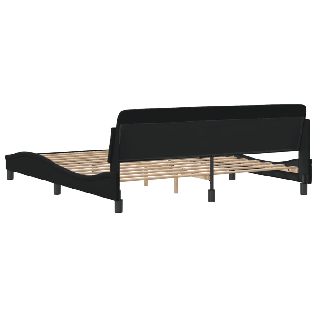 Cadre de lit sans matelas noir 180x200 cm tissu - XIOS