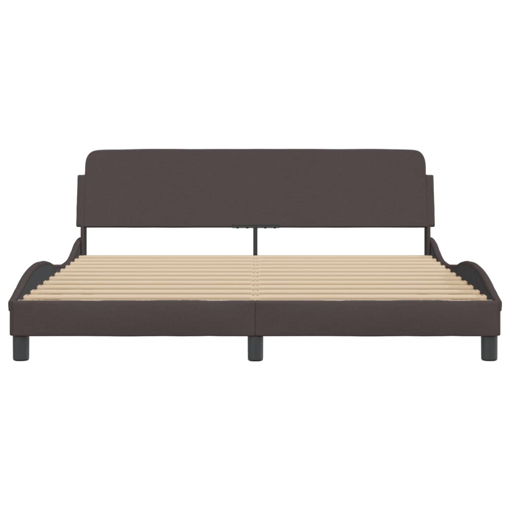 Cadre de lit sans matelas marron foncé 180x200 cm tissu - XIOS