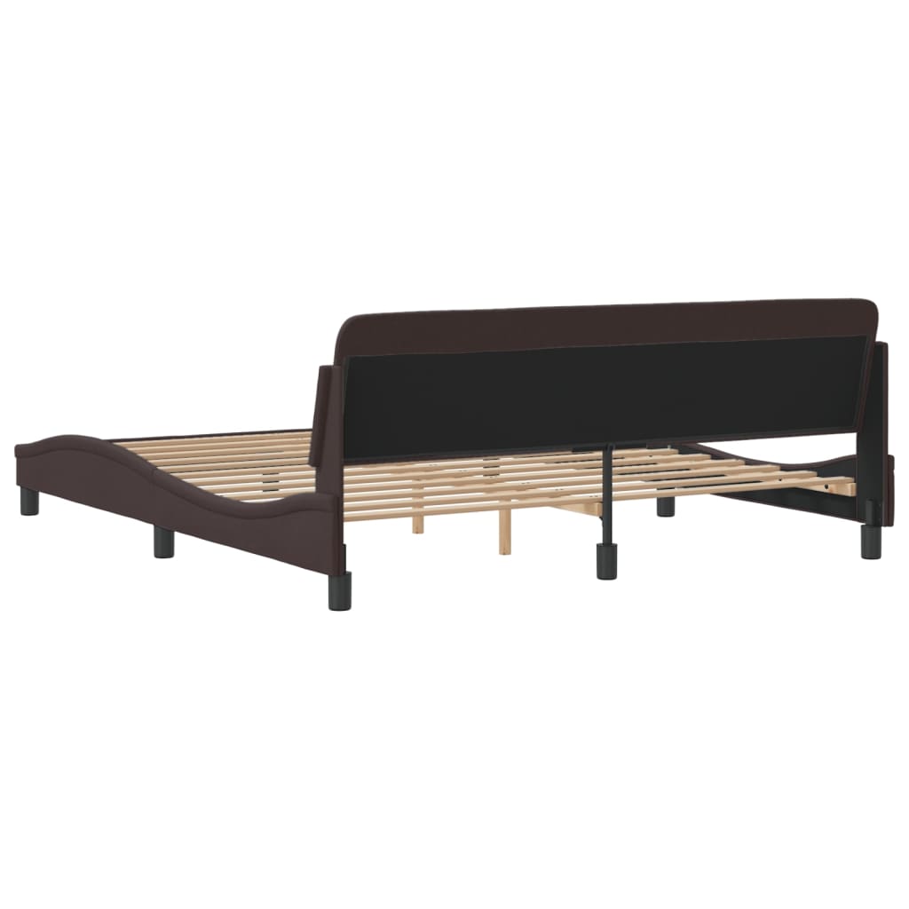 Cadre de lit sans matelas marron foncé 180x200 cm tissu - XIOS