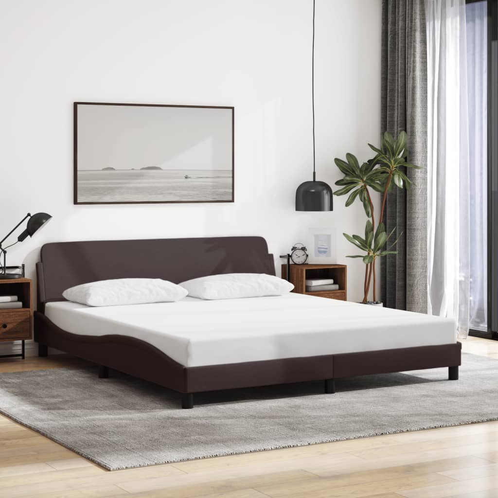 Cadre de lit sans matelas marron foncé 180x200 cm tissu - XIOS