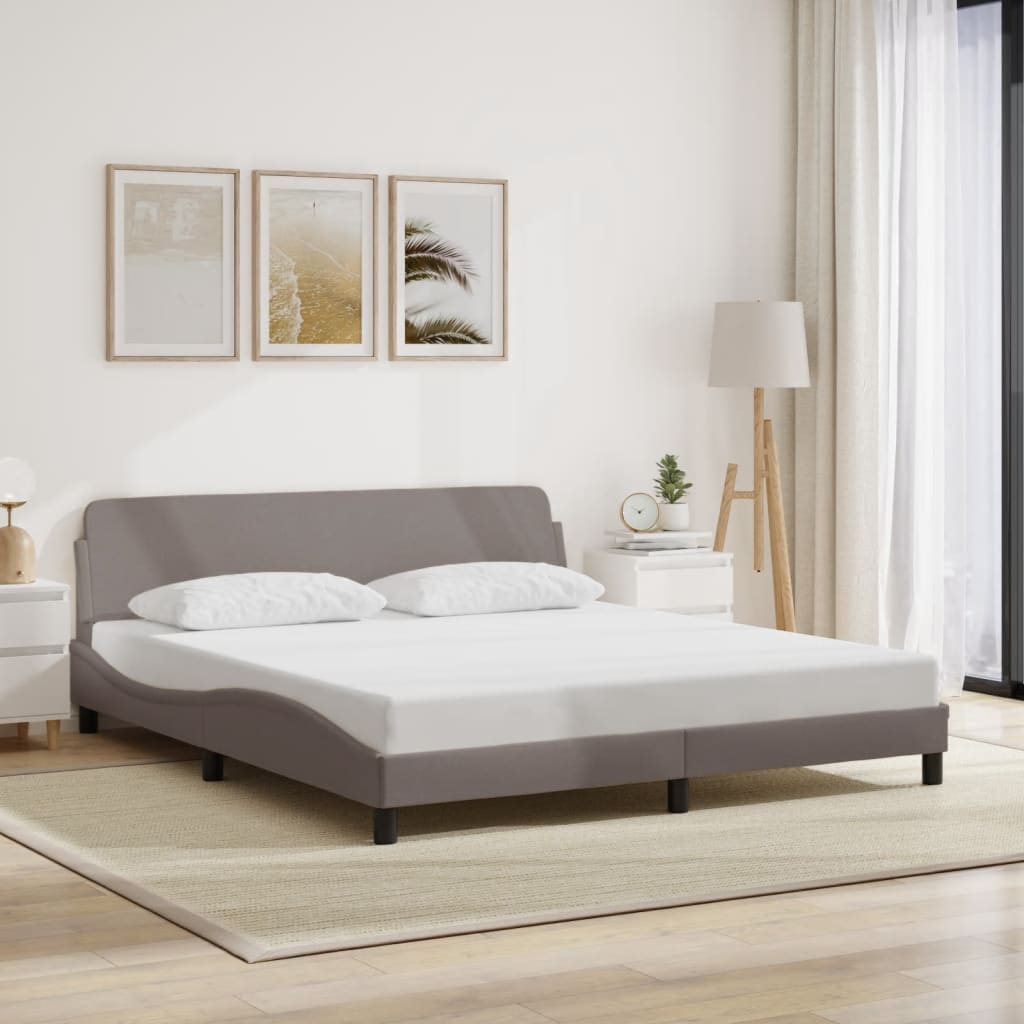 Cadre de lit sans matelas taupe 180x200 cm tissu - XIOS