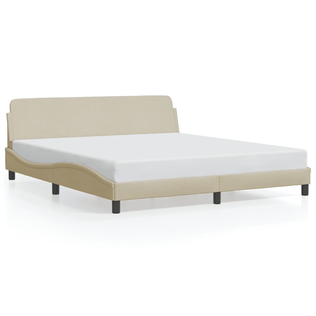 Cadre de lit sans matelas crème 180x200 cm tissu - XIOS