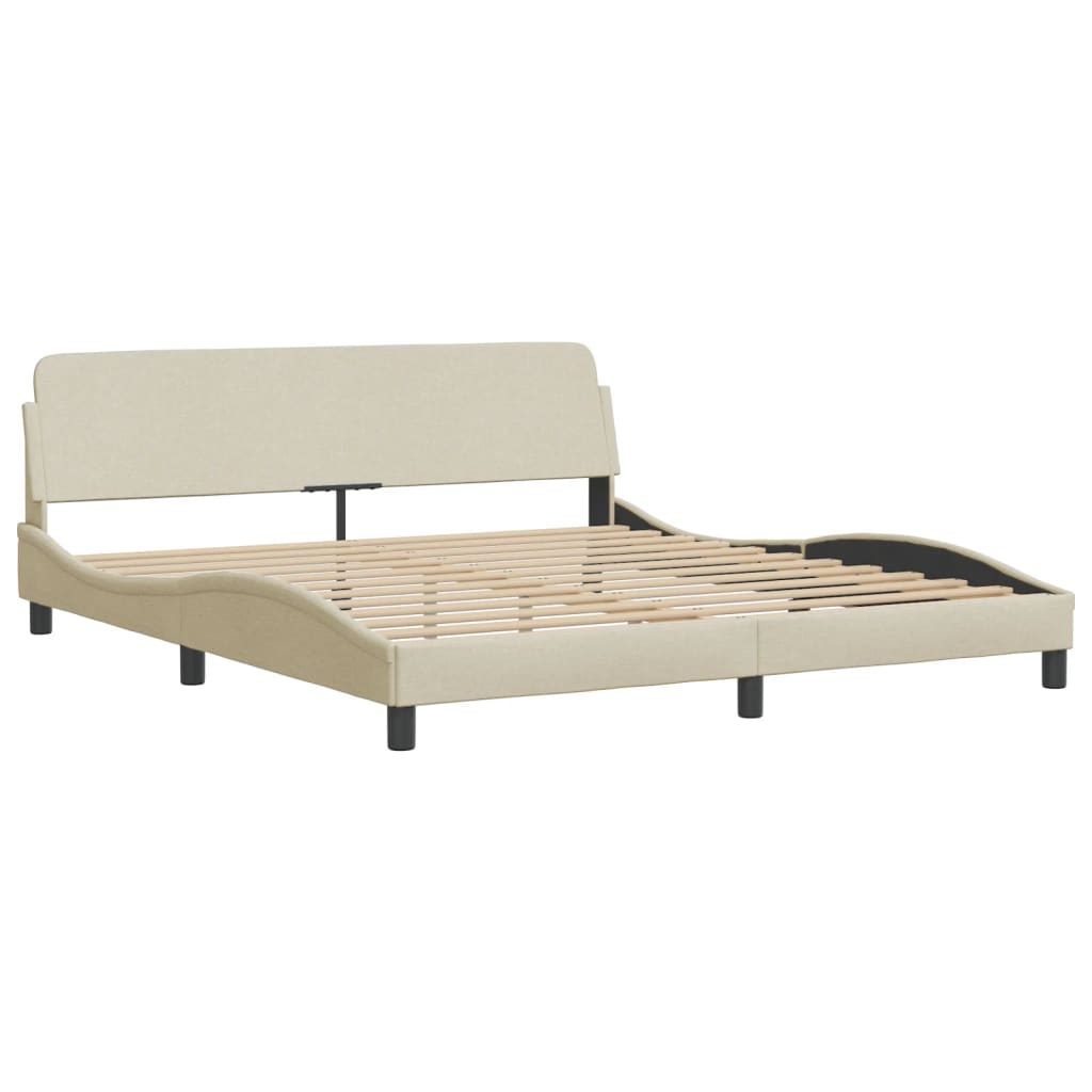 Cadre de lit sans matelas crème 180x200 cm tissu - XIOS