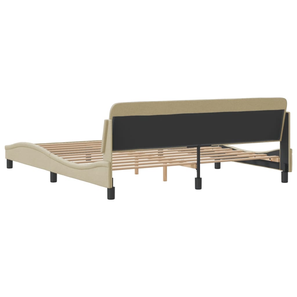 Cadre de lit sans matelas crème 180x200 cm tissu - XIOS