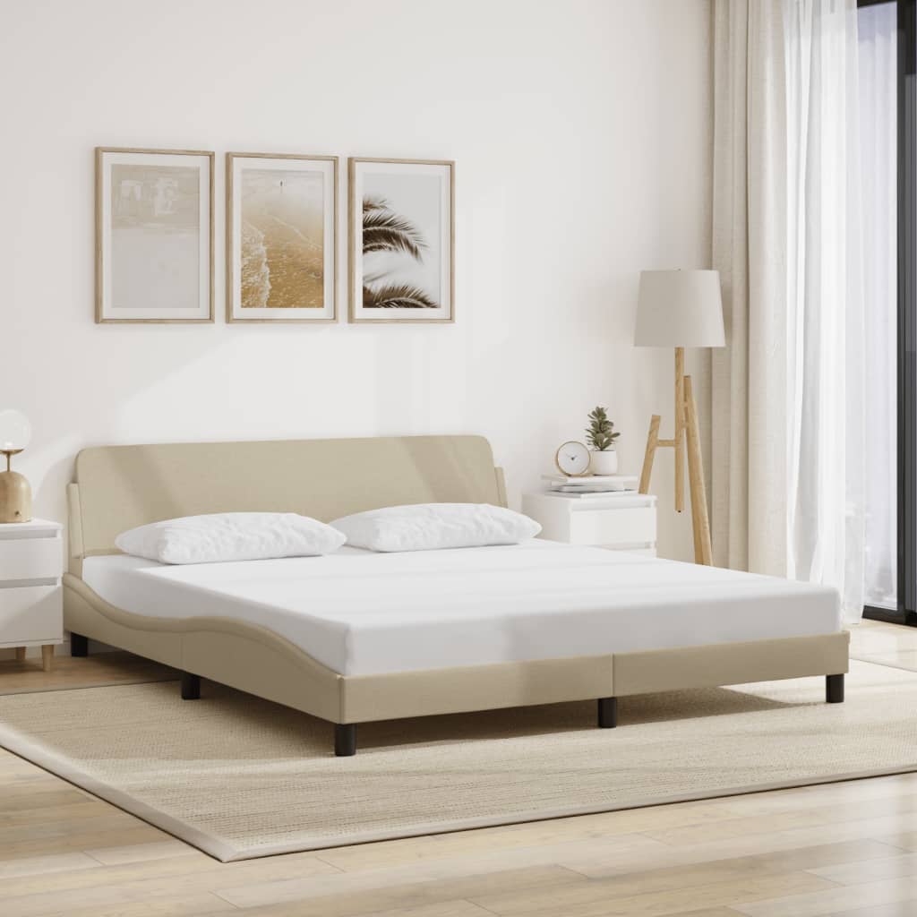Cadre de lit sans matelas crème 180x200 cm tissu - XIOS