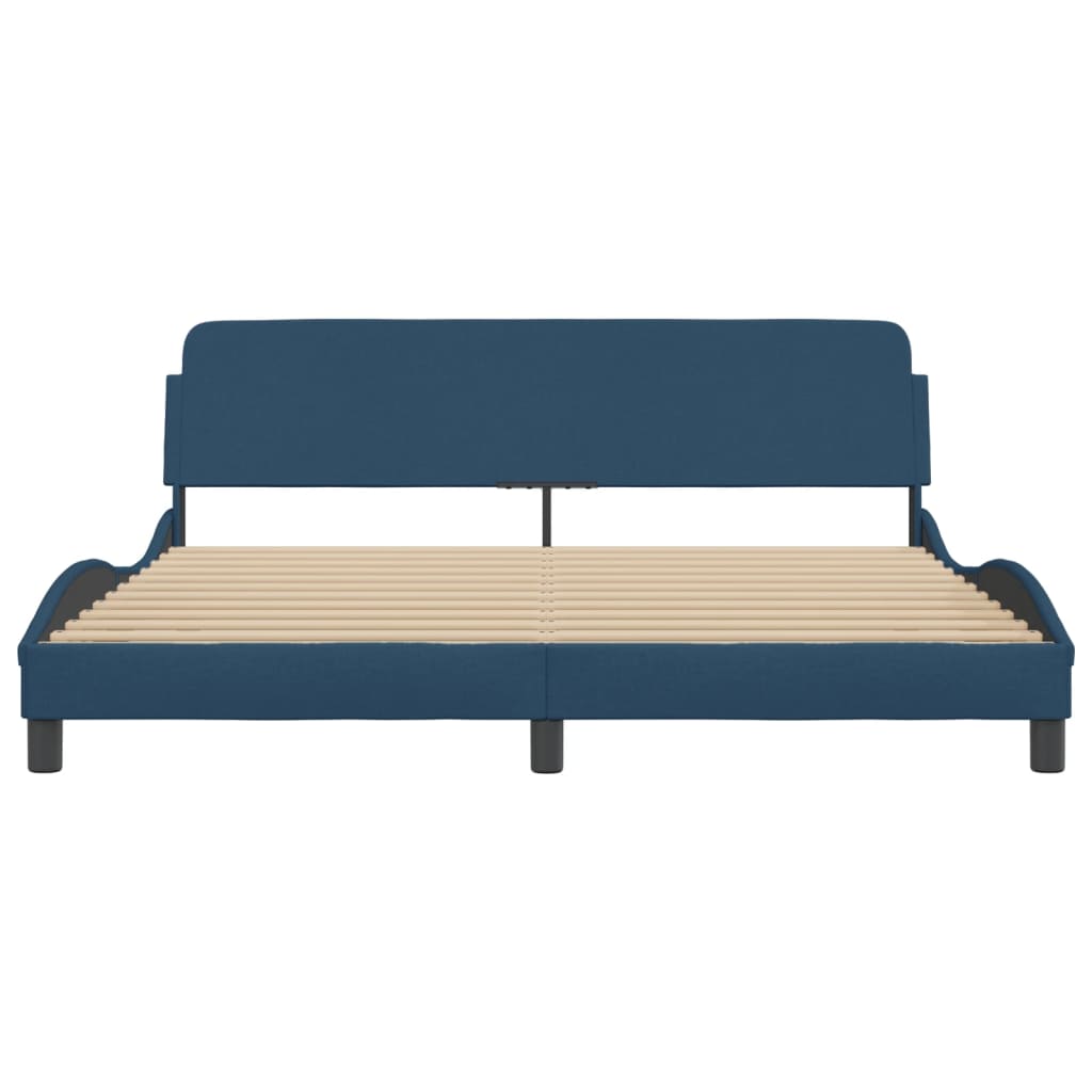 Cadre de lit avec tête de lit sans matelas bleu 180x200cm tissu - XIOS