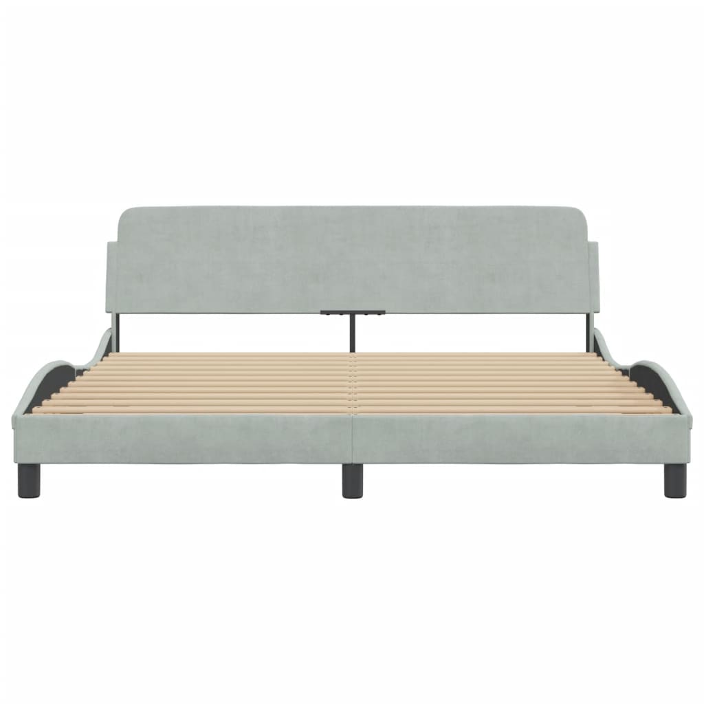 Cadre de lit sans matelas gris clair 180x200 cm velours - XIOS