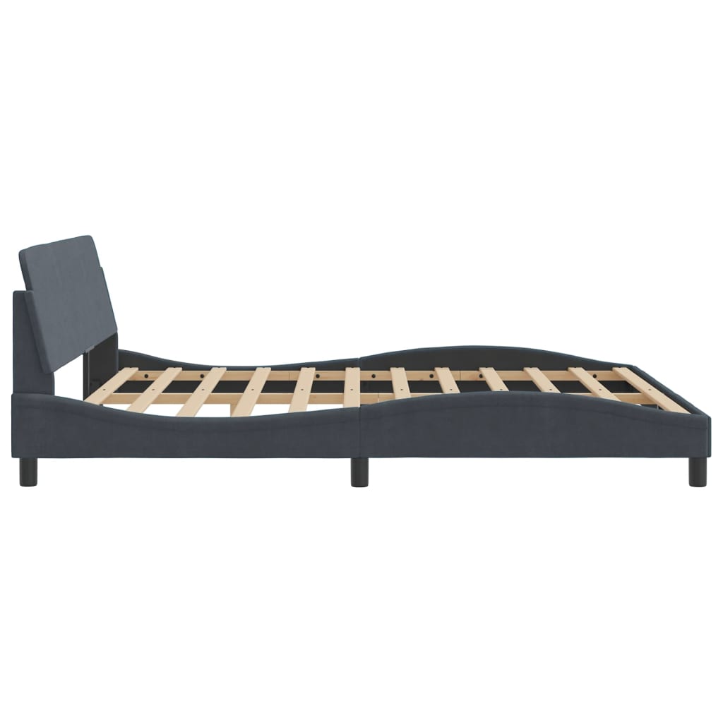 Cadre de lit sans matelas gris foncé 180x200 cm velours - XIOS