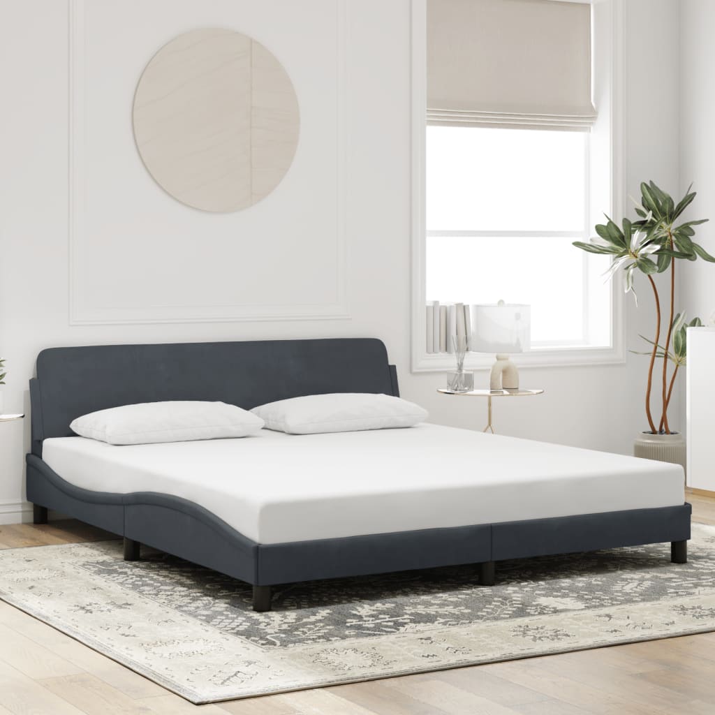 Cadre de lit sans matelas gris foncé 180x200 cm velours - XIOS