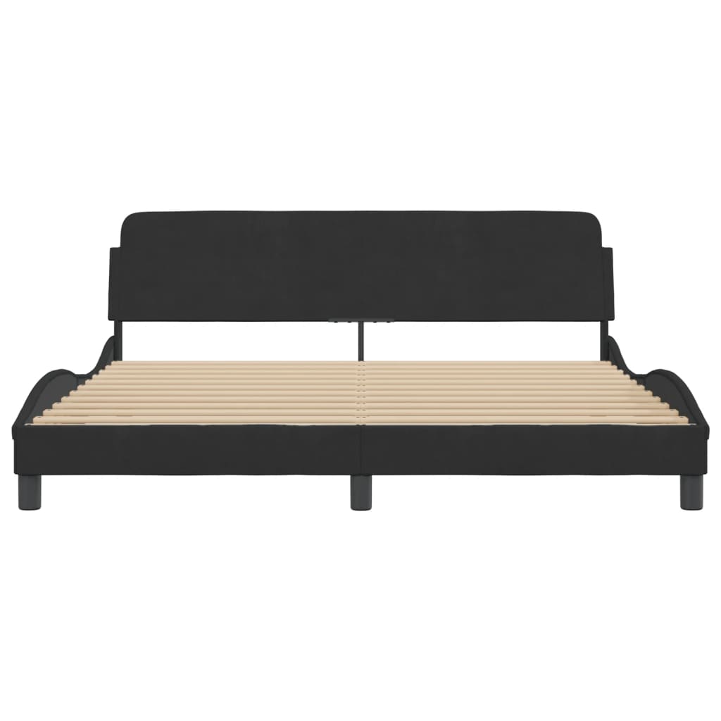 Cadre de lit sans matelas noir 180x200 cm velours - XIOS