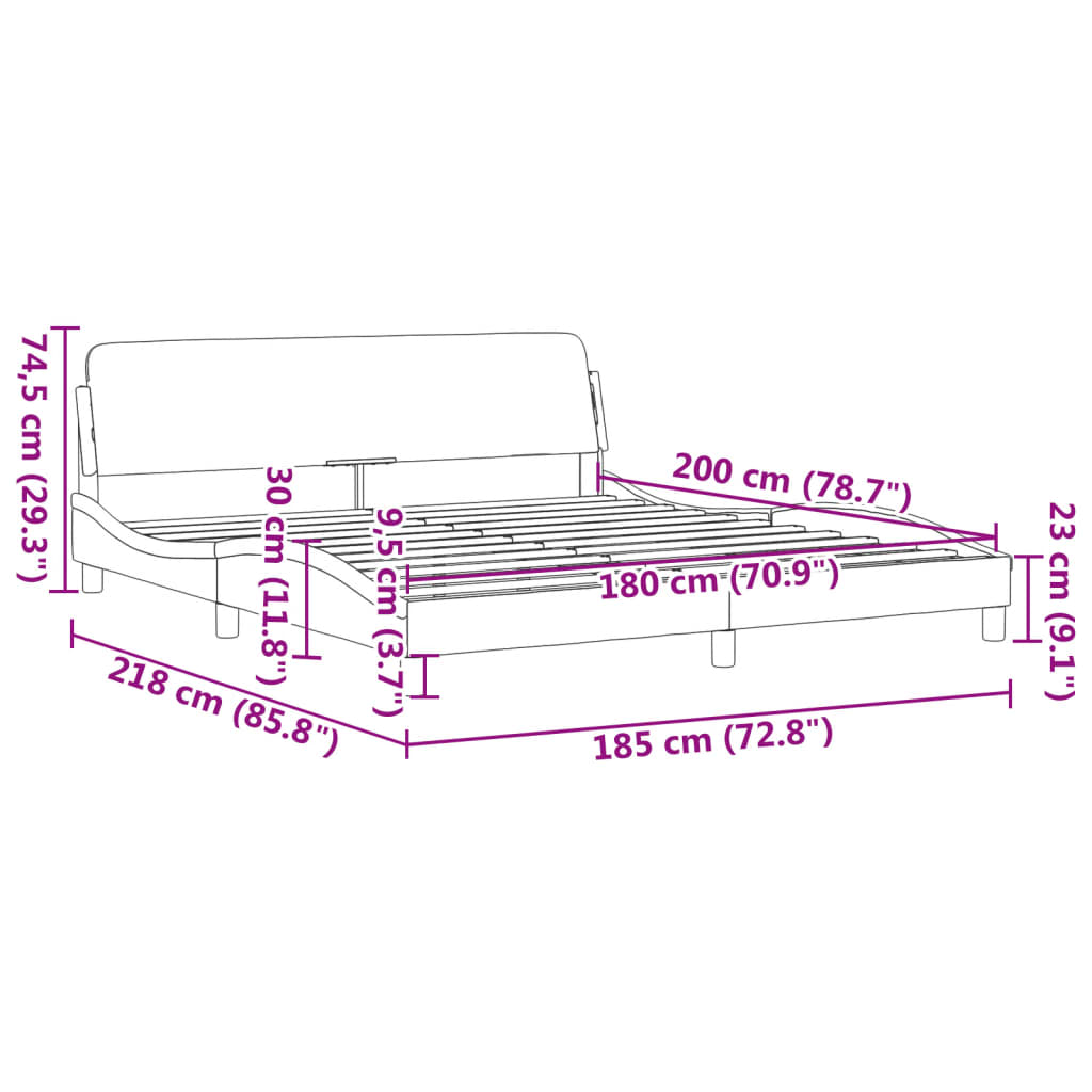 Cadre de lit sans matelas noir 180x200 cm velours - XIOS