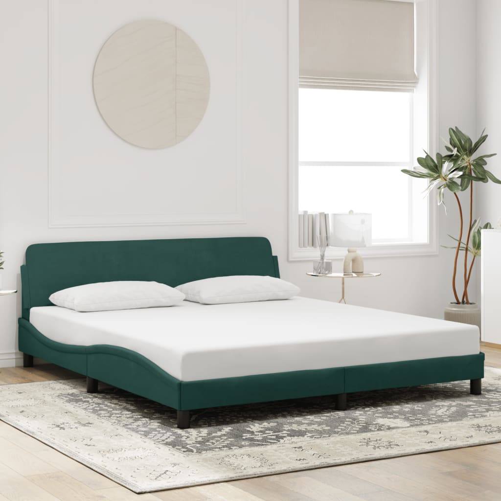Cadre de lit sans matelas vert foncé 180x200 cm velours - XIOS
