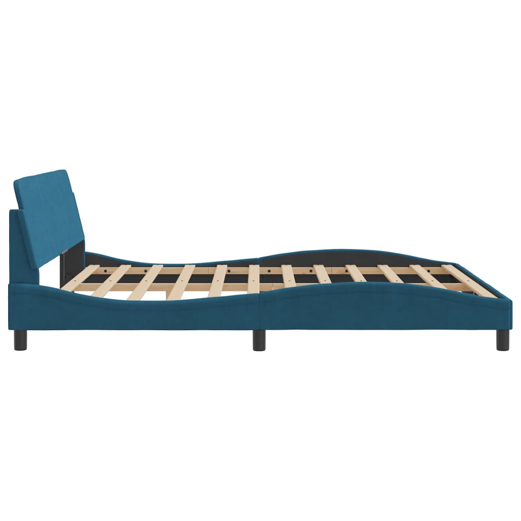 Cadre de lit et tête de lit sans matelas bleu 180x200cm velours - XIOS