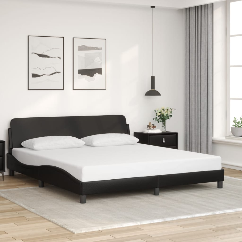 Cadre de lit sans matelas noir 180x200 cm similicuir - XIOS