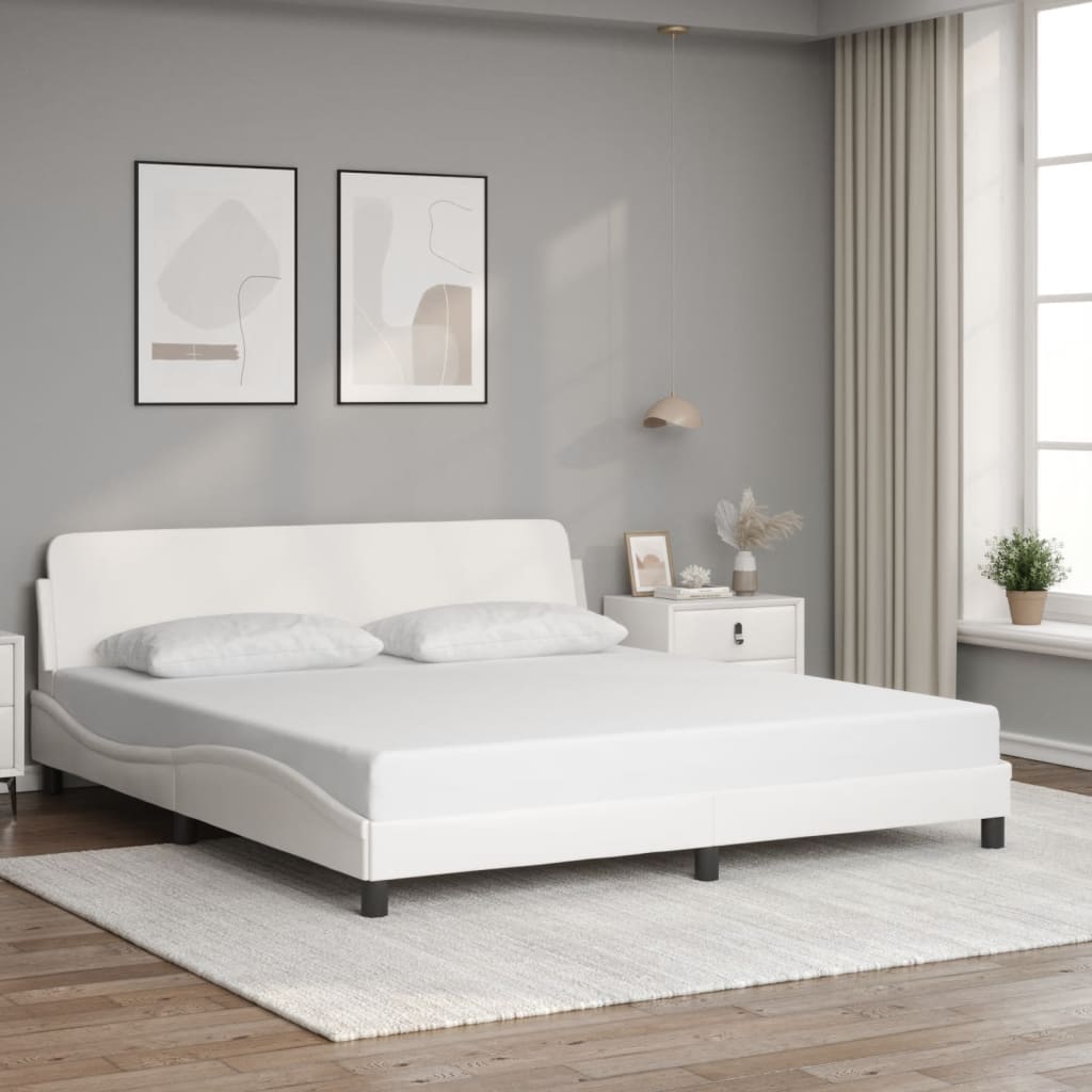 Cadre de lit sans matelas blanc 180x200 cm similicuir - XIOS