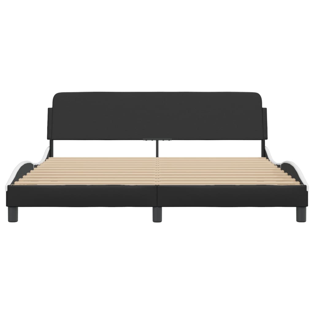 Cadre de lit sans matelas noir et blanc 180x200 cm similicuir - XIOS