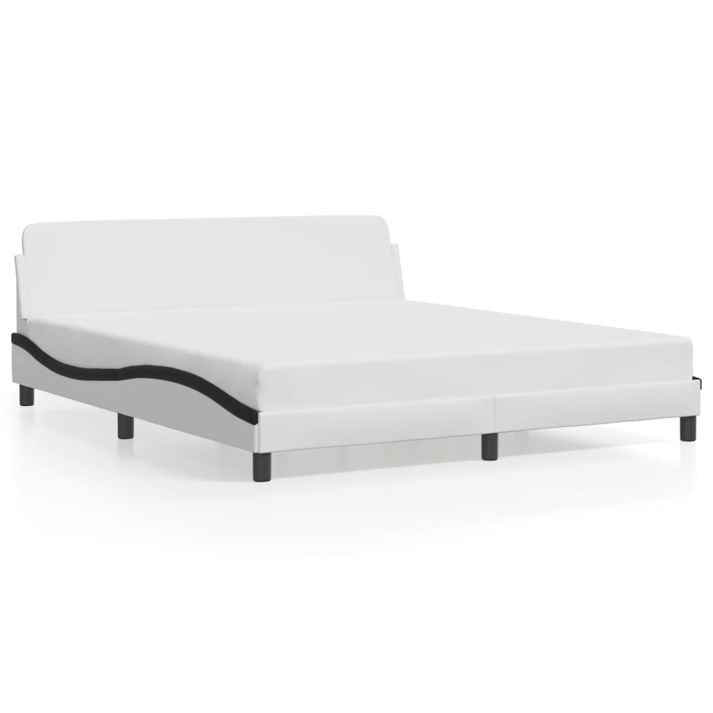 Cadre de lit sans matelas blanc et noir 180x200 cm similicuir - XIOS