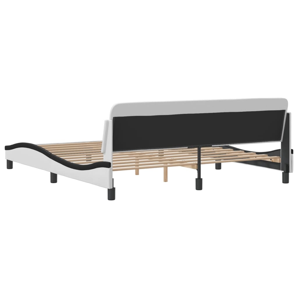 Cadre de lit sans matelas blanc et noir 180x200 cm similicuir - XIOS
