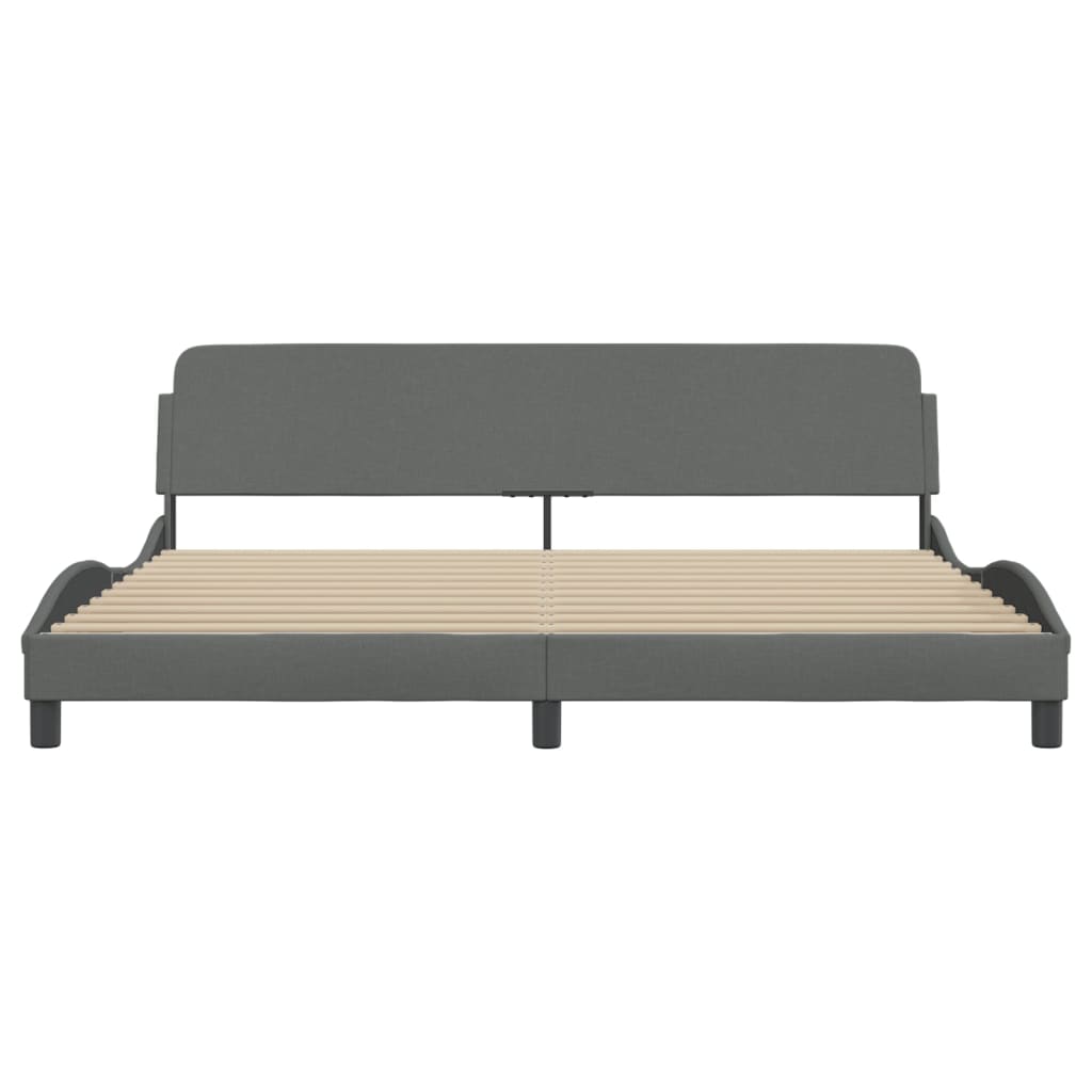 Cadre de lit sans matelas gris foncé 200x200 cm tissu - XIOS