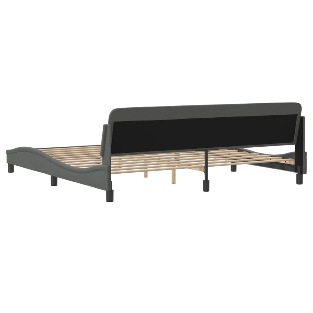 Cadre de lit sans matelas gris foncé 200x200 cm tissu - XIOS