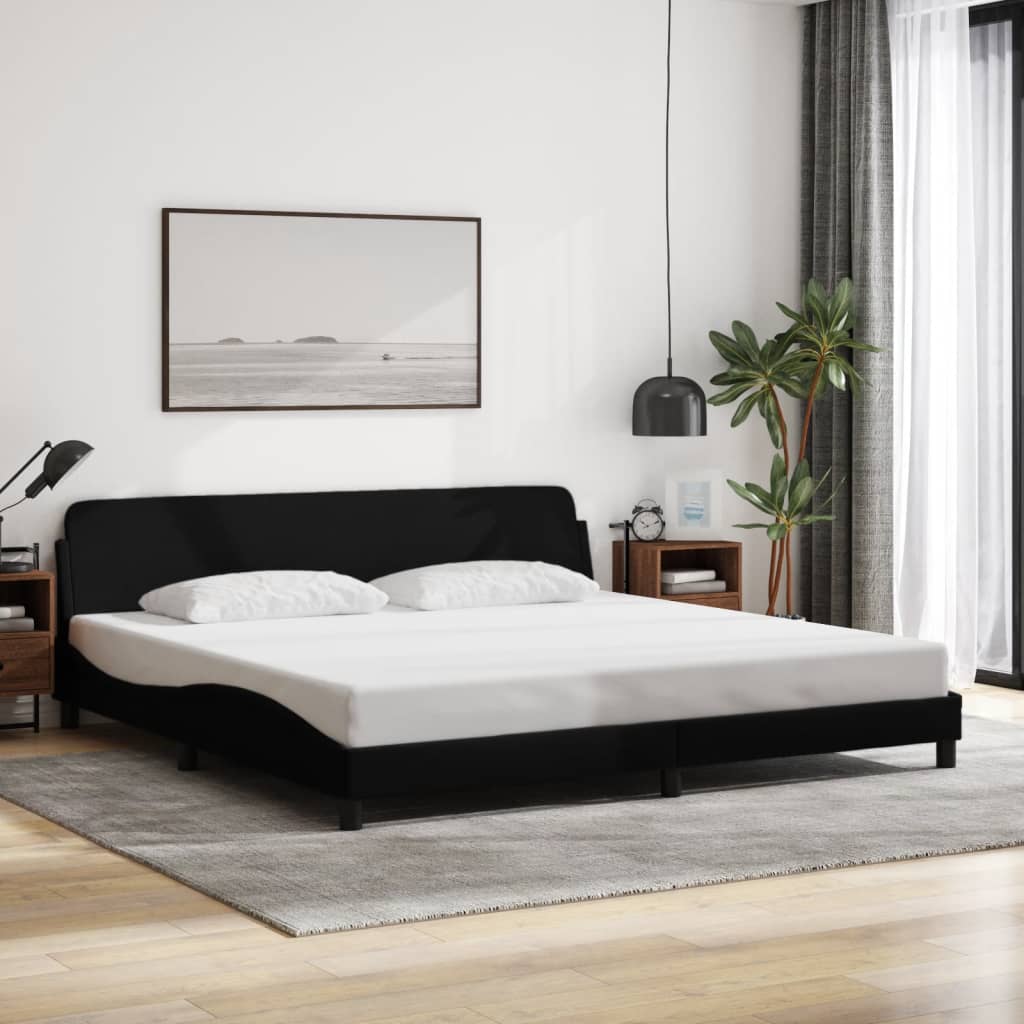Cadre de lit sans matelas noir 200x200 cm tissu - XIOS