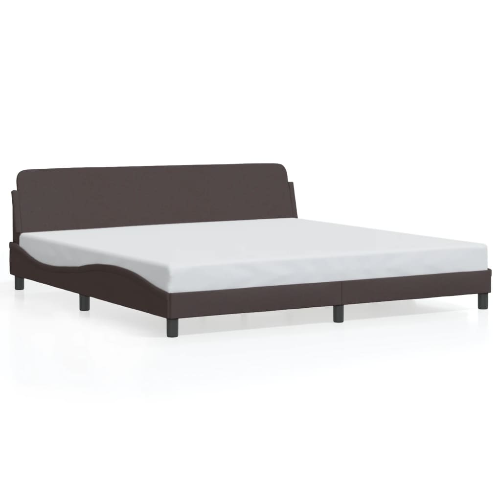 Cadre de lit sans matelas marron foncé 200x200 cm tissu - XIOS