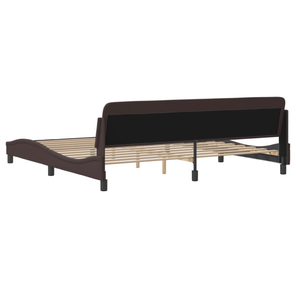 Cadre de lit sans matelas marron foncé 200x200 cm tissu - XIOS