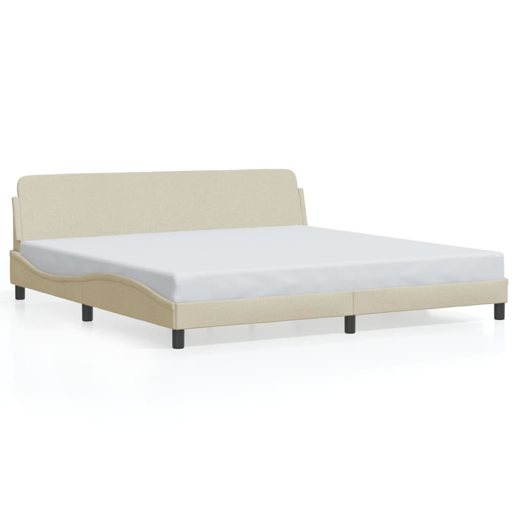 Cadre de lit sans matelas crème 200x200 cm tissu - XIOS