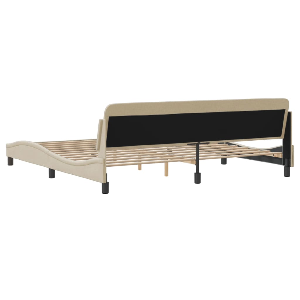 Cadre de lit sans matelas crème 200x200 cm tissu - XIOS