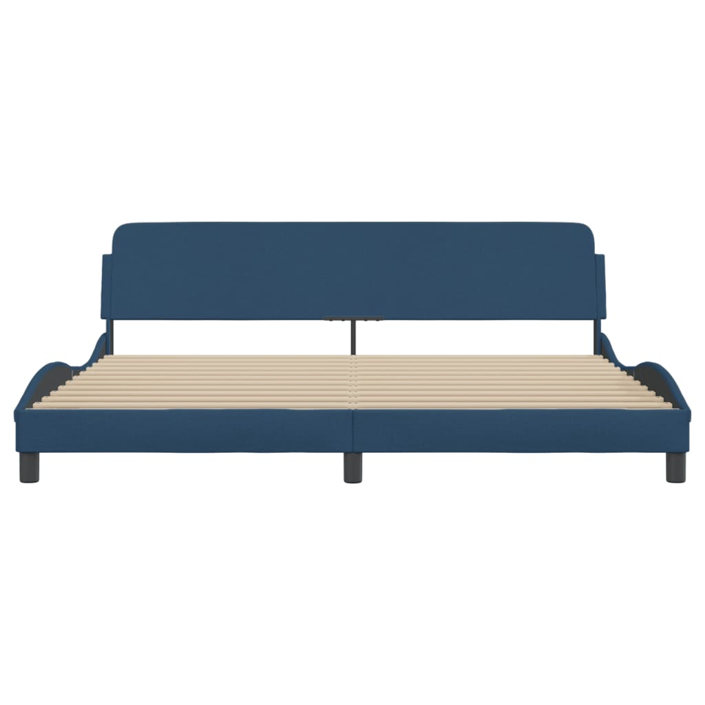 Cadre de lit sans matelas bleu 200x200 cm tissu - XIOS