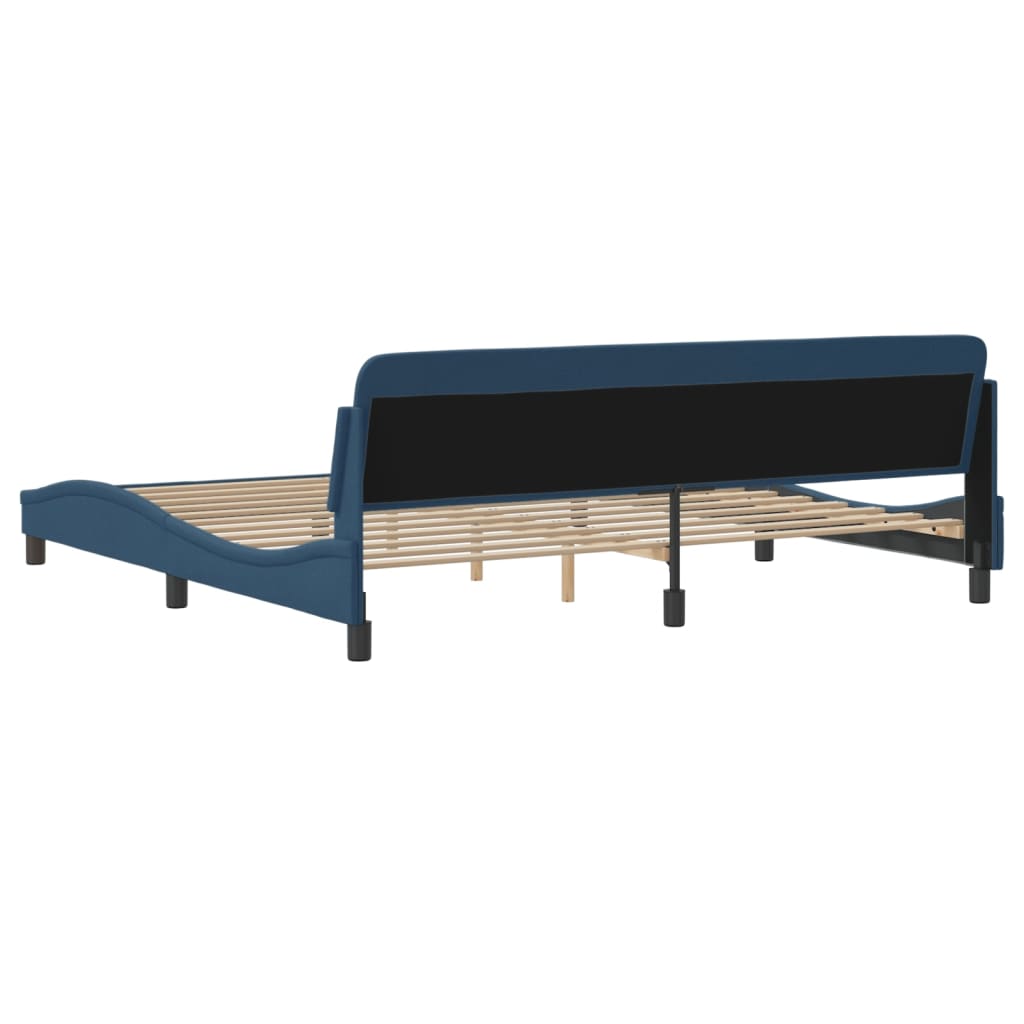Cadre de lit sans matelas bleu 200x200 cm tissu - XIOS