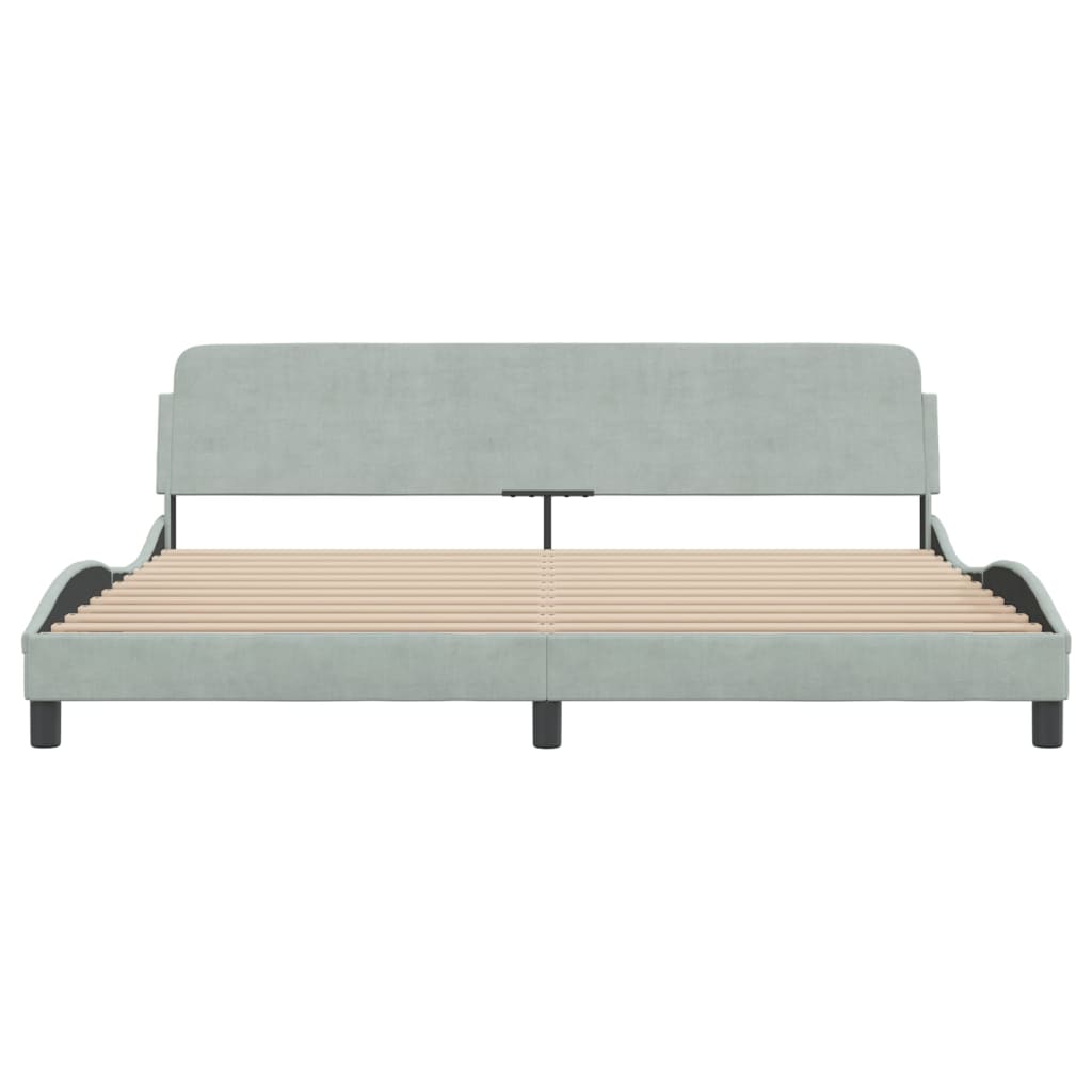 Cadre de lit sans matelas gris clair 200x200 cm velours - XIOS