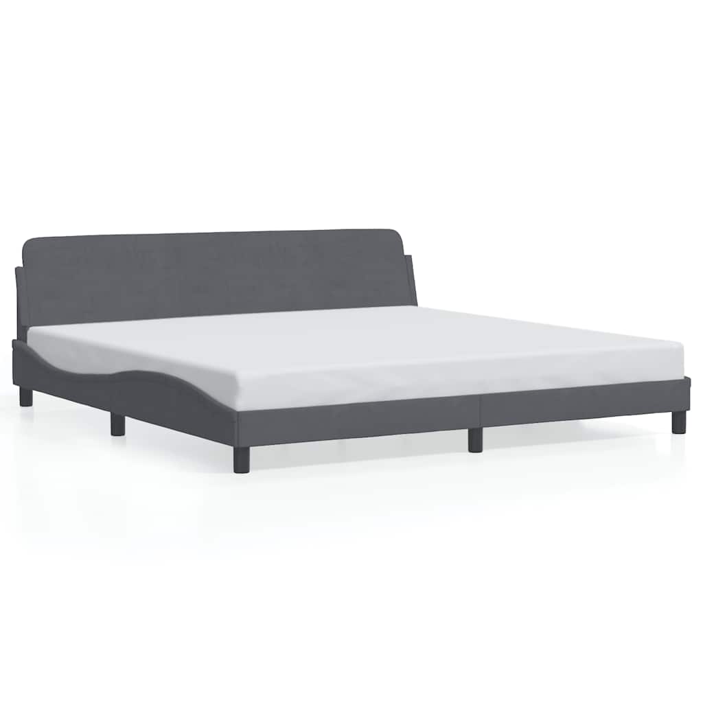 Cadre de lit Dover gris foncé 200x200 cm velours - XIOS