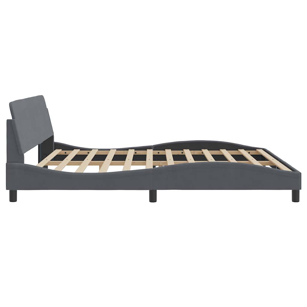Cadre de lit Dover gris foncé 200x200 cm velours - XIOS