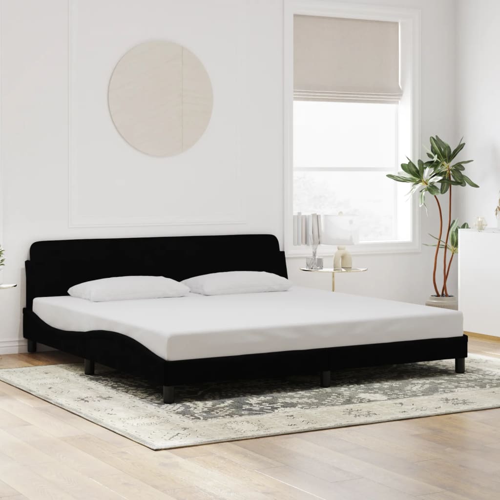 Cadre de lit sans matelas noir 200x200 cm velours - XIOS